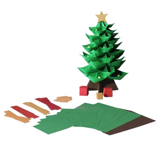 DIY Paper Christmas Tree Handmade Origami Tree Kit Fold 3D Christmas Paper Craft Set
