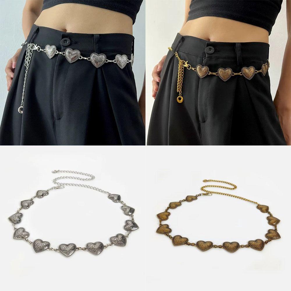 Luxury Design Meta Waist Chain Heart Shape Dress Waist Chain Casual Shirt Waist Chain