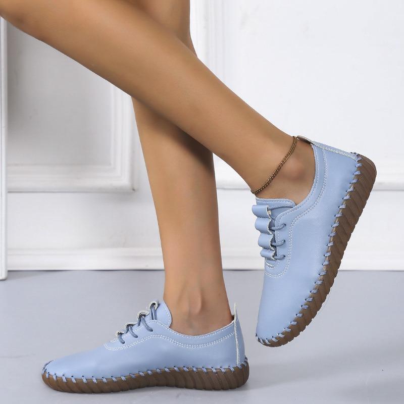 Single shoes women's soft sole soft surface new lace-up sewn sole women's casual shoes