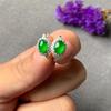New  Inlaid Diamond Natural Green Chalcedony Oval Women's Earrings Delicate and Fresh Chinese Jewelry Anniversary Gift