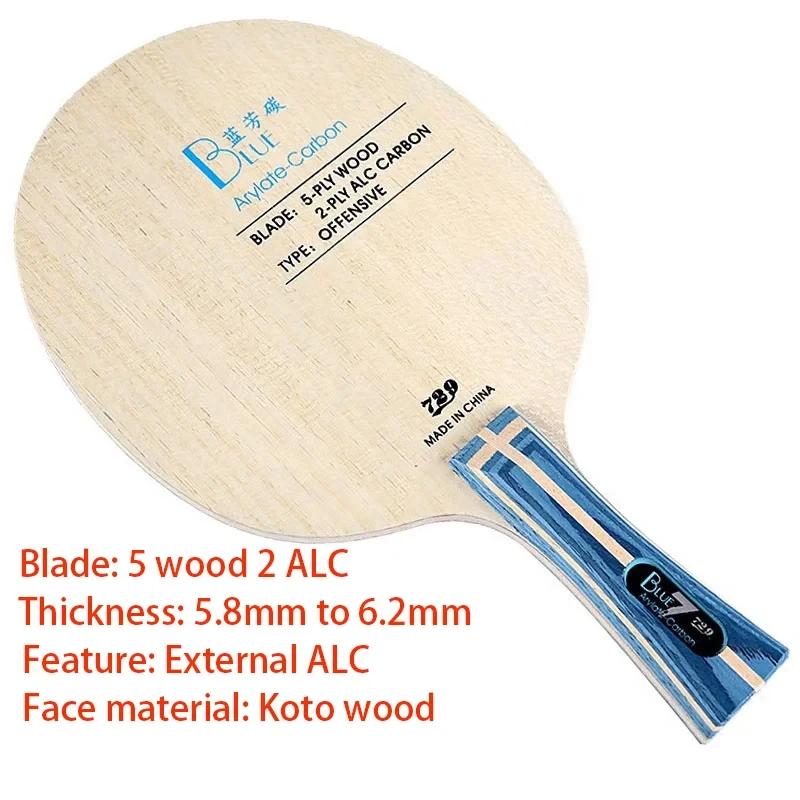 729 Friendship Blade Blauw ALC Tafeltennis Bat 5 Hout 2 Arylaat Koolstof Professioneel Ping Pong Bat Geel ALC Offensief