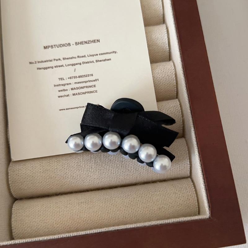 

Корейская Мода Бант Маленький Зажим для Волос для Женщин Жемчужная Заколка для Волос Девушка Черные Боковые Заколки Леди Элегантность Мини Заколка для Волос Аксессуар для Волос
