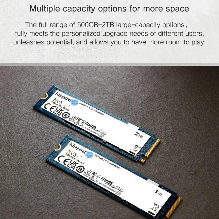 Kingston NV3 PCIe 4.0 M.2 2280 NVMe SSD Dahili Sabit Sürücü 500GB 1TB 2TB 4TB 6000Mb/s'ye Kadar PCIe 4.0 Gen 4x4 Orijinal Katı Hal Sürücü Sabit Disk