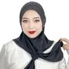 Comfortable Beaded Muslim Hijab Solid Color Full Cover Turkish Head Wrap Scarf Arabic Hijab Hat