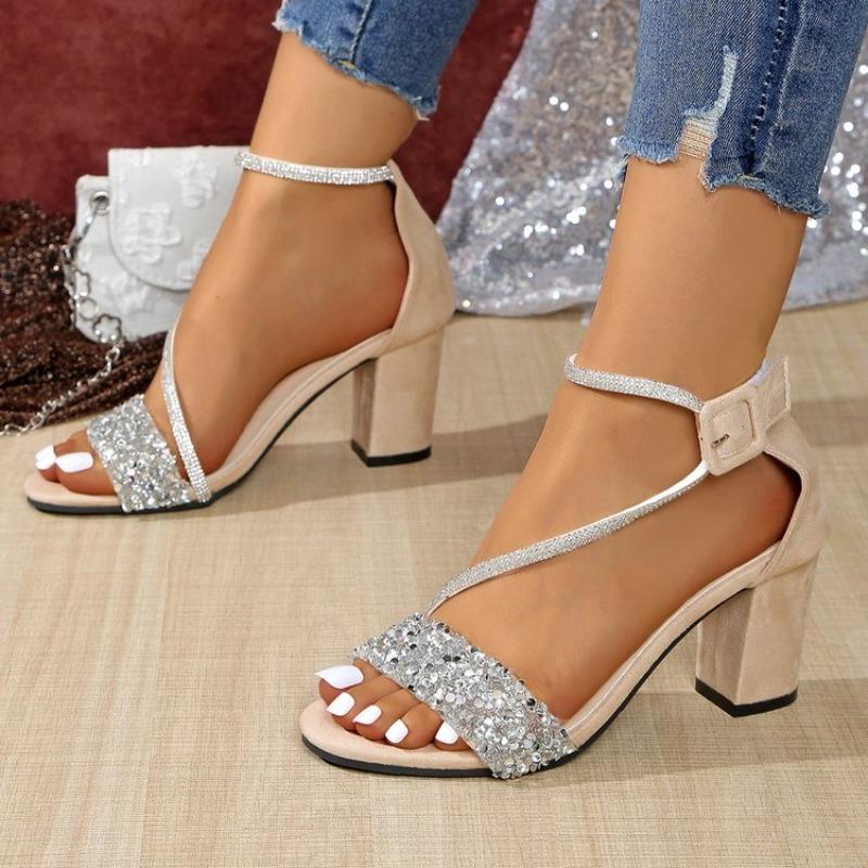 Women Sandals 2026 Summer New Fashion Sexy Medium High Heel Outdoor Sandals Elegant Casual Comfortable Wedding Shoes for Women