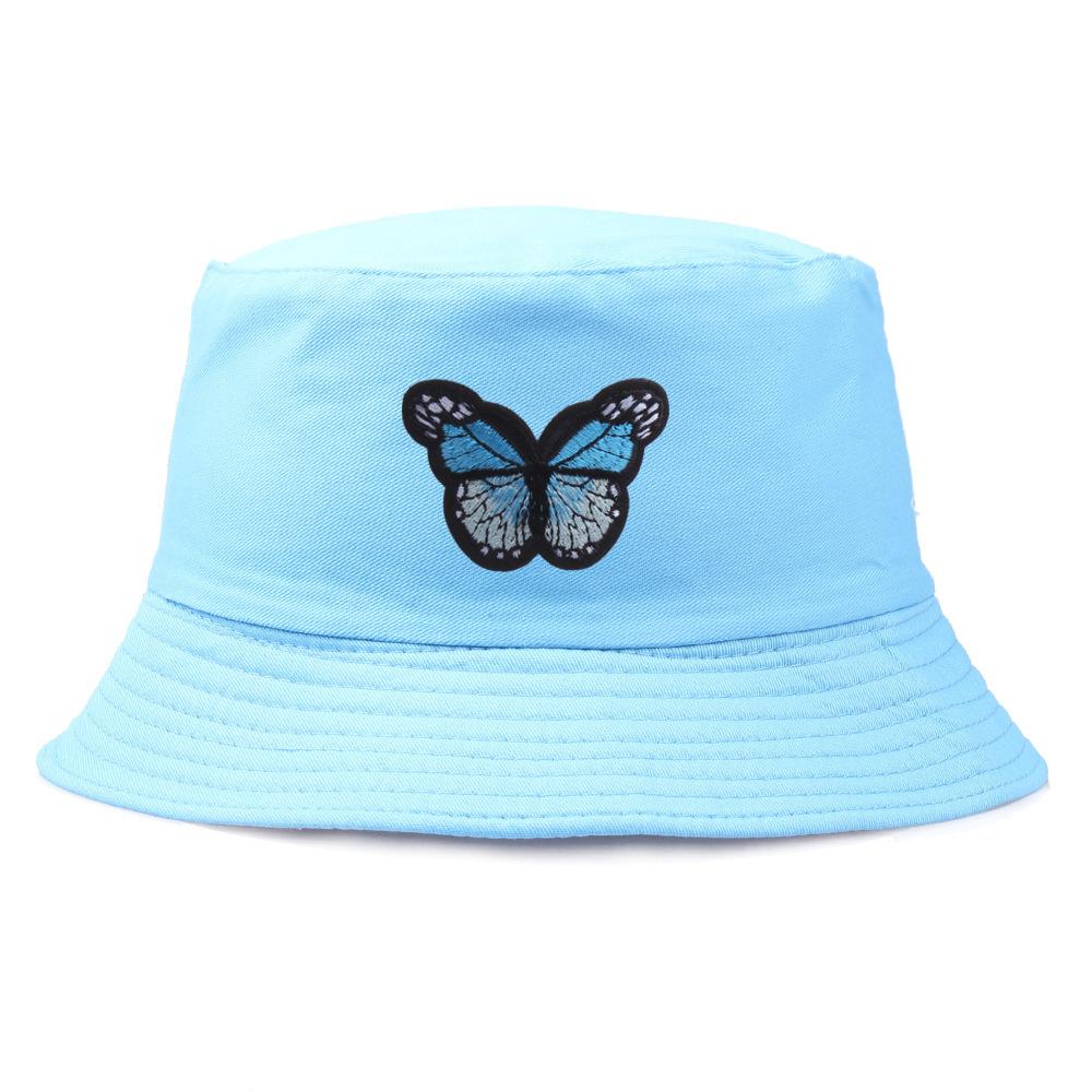 

Pattern Butterfly Embroidery Bucket Hat Fisherman Hats Stylish Headwear Casual небо синє кольору