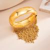 Trendy Geometric Metal Bead Bracelet with Stylish Tassels Details Dangling Charm Handchain For Daily Wear