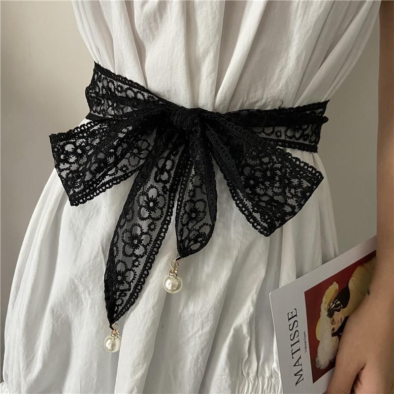 Black And Fashionable Cream Lace Waist Belt For Women Ideal For Summer Outfits Dresses And