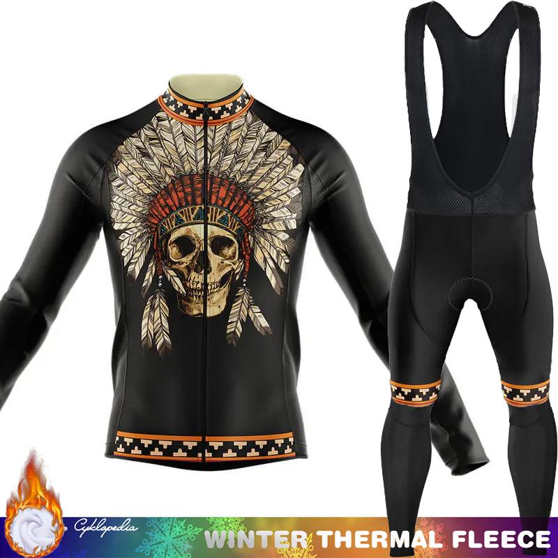 Men's Cycling Jersey Winter Thermal Fleece Biking Clothes Triathlon Road Bikes Man Outfit Long Sleeve Shirt Bicycle Clothing Set