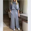New Women's Autumn and Summer Solid-color Casual Loose Pocket Sweatshirt Straight Skirt Set