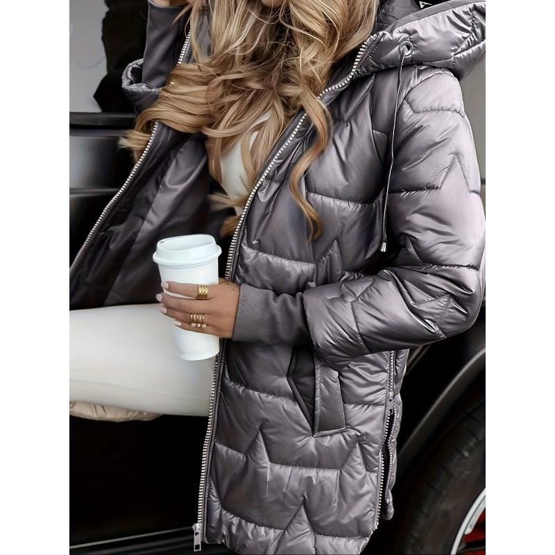 2026 Winter Womens Hooded Mid-Length Loose Cotton Puffer Coat Warm Fashion Casual Outerwear