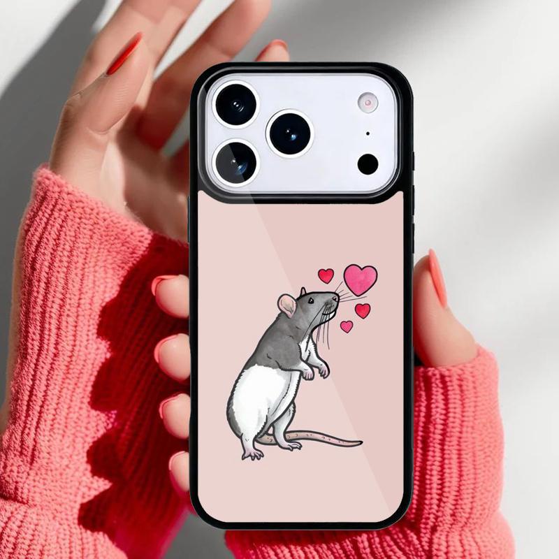 Cute Cartoon Animal Rat Phone Case for iPhone 17 16 15 14 13 Pro Max Back Cover for 12 11 Pro Coque