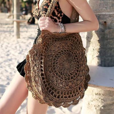 Straw Knitting Beach Bag for Women Handmade Bohemia Style Shoulder Handbags