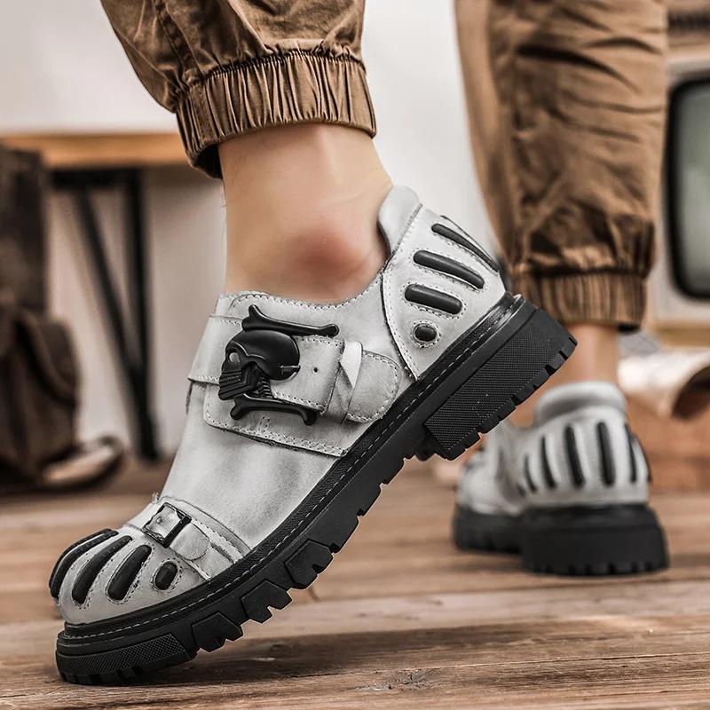 New Italian Men's Casual Shoes Luxury Brand Dress Shoes Genuine