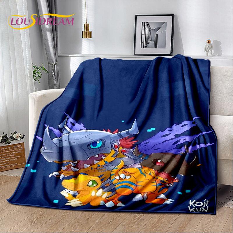 Cartoon Digimon Adventure Monster Miękki Pluszowy Koc, Flanelowy Koc Narzuta Narzuta Do Salonu Sypialni Łóżko Sofa Piknik Pokrowiec