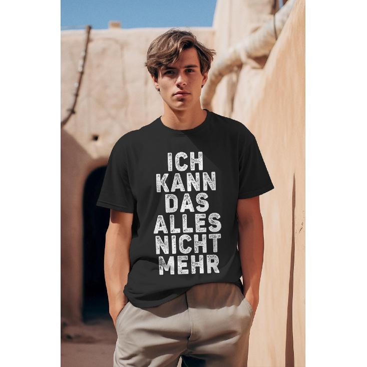 Overwhelming Humor T-Shirt With German Text 'Ich Kann Nicht Mehr'[German Language], Black Tee Unisex Man Gift Ed Boy