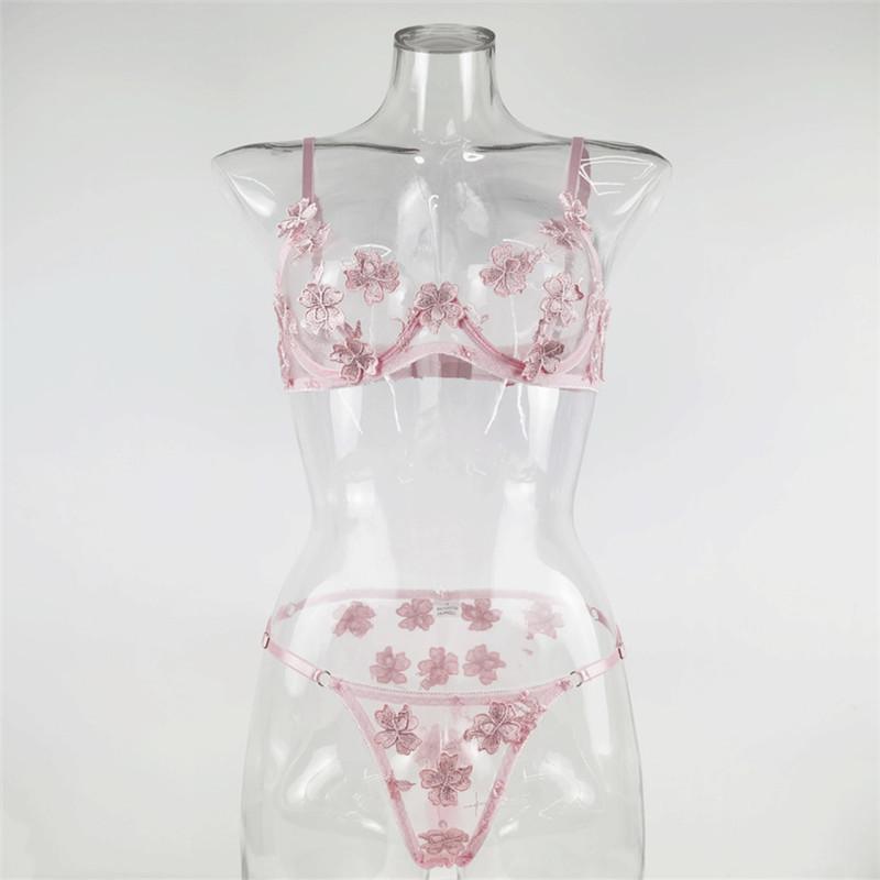 Sexy Embroidered See-Through Lingerie Set - European & American Style