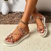 Fashion 2025 Female Shoes Open Toe Women's Sandals Plus Size Casual Sandals Women Round Toe Narrow Band Wedges Ladies Shoes