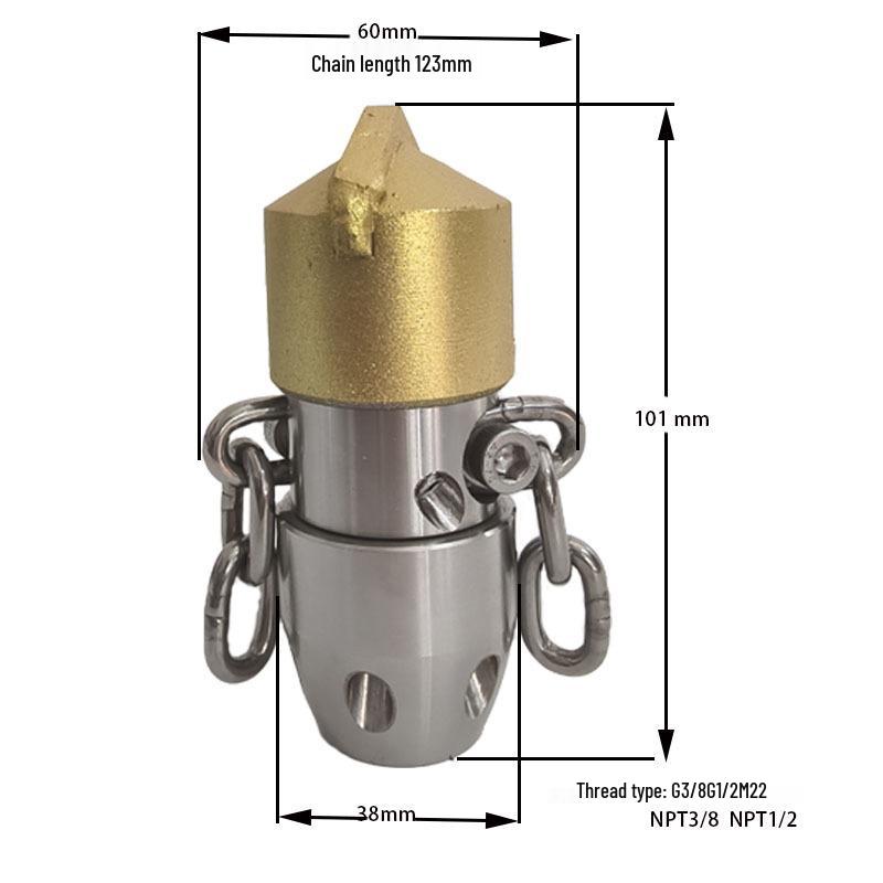 Buse Pagode Rotative en Acier Inoxydable de 0,5 KG pour le Nettoyage des Canalisations et l'Élimination des Taches d'Huile