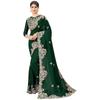 Divine International Trading Co Womens Vichitra Silk Embroidery Work Saree With Blouse Piece (BansiEarthGreen)