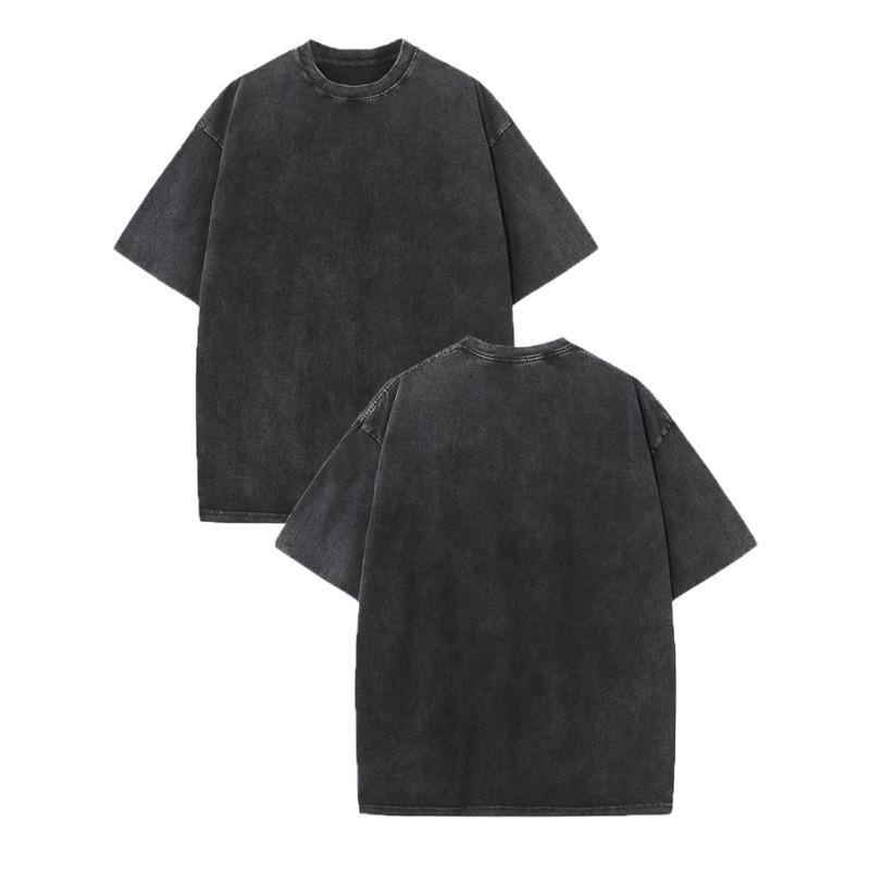 Herren Schweres Gewaschenes Vintage Lockeres Drop Shoulder Kurzarm T-Shirt