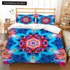Bohemian Lotus King Queen Duvet Cover Boho Mandala Bedding Set For Kids Teens Adults Exotic Flowers 2/3Pcs Polyester Quilt Cover