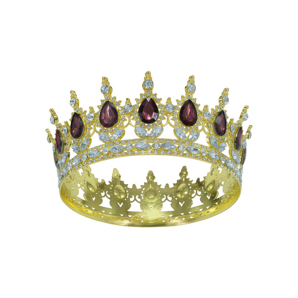 European and American Baroque Bridal Round Crown Party Dance Princess Tiara Birthday Crown Crystal Hair Accessories for Women