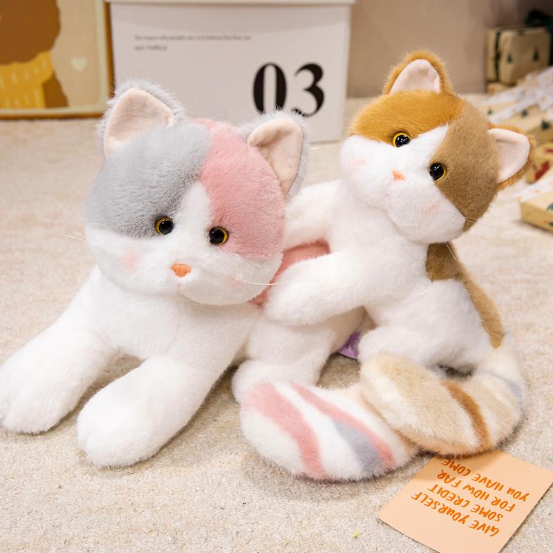 Cute Cartoon Cat Plush Toys Cozy Kitten Doll Soft Sleeping Throw Pillow Lovely Birthday Christmas Gifts
