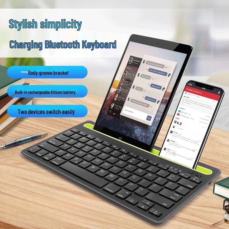 OLOEY Dual Bluetooth Wireless Silent Keyboard with Tablet Stand