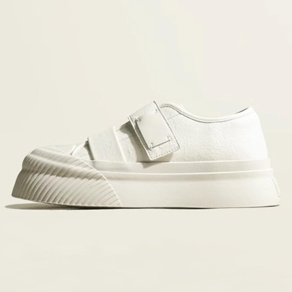 Internet celebrity same spot sneakers platform Velcro cookie shoes women's leather retro casual board shoes little white shoes women