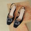 French Style Baotou Sandals for Women in The Summer of 2026 Empty Single Shoes with A Single Buckle and Square Toe High Heels