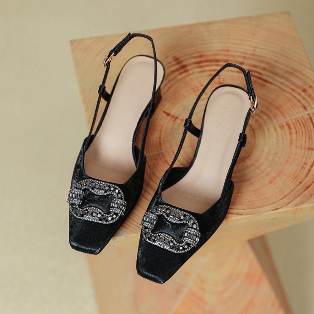 French Style Baotou Sandals for Women in The Summer of 2026 Empty Single Shoes with A Single Buckle and Square Toe High Heels