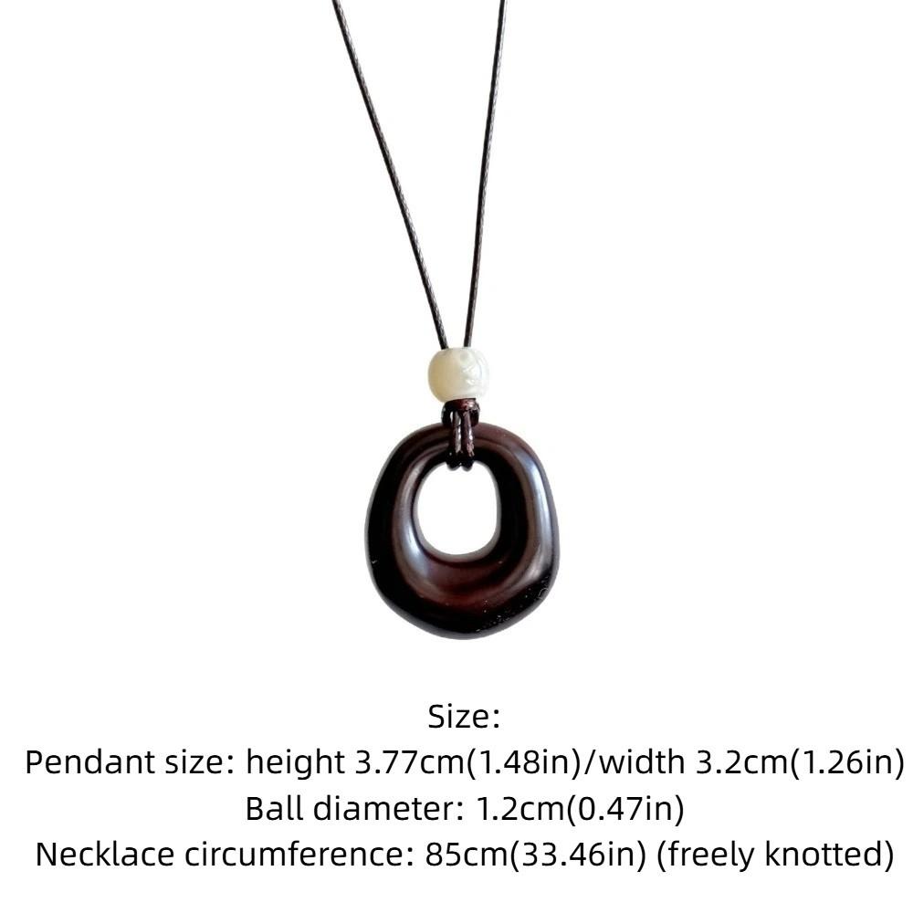 Leather Rope Geometric Pendant Necklace Adjustable Length Sweater Chain  Women