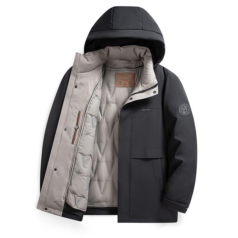 

Куртка на гусином пуху, легкая, роскошная, мужская, белая, пуховая куртка на гусином пуху, съемная подкладка, деловой, повседневный пуховик для среднего возраста 4XL