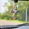 2D Flat Acrylic Floral Cross Pendant - Vibrant Multi-Color Flower Design, Ideal for Car Rearview Mirror, Garden, Party, Room Decor, Keychain