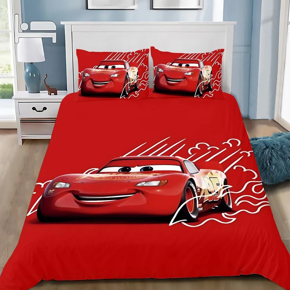 3D Druck Lightning McQueens Auto Bettwäsche Set, Mädchen Erwachsene Einzelbett Twin Queen Größe, Bettbezug Kissenbezug Bettwäsche