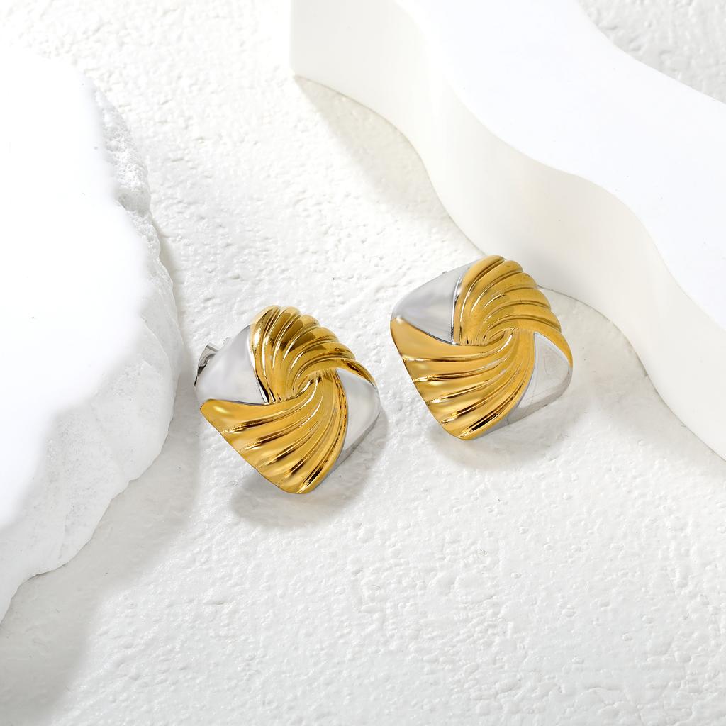 Niche New Splicing Stripe Earrings INS Stainless Steel Irregular Geometric High-End Creative Stud Earrings for Girls Jewelry