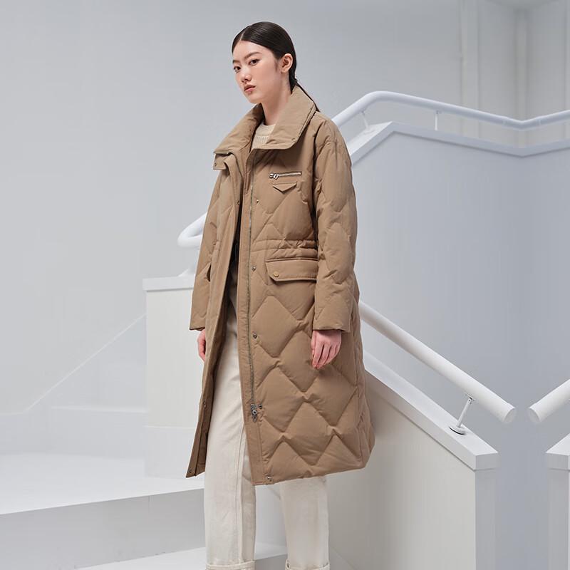 Tanbor Women's Quilted Stand Collar Long Down Jacket TD336836