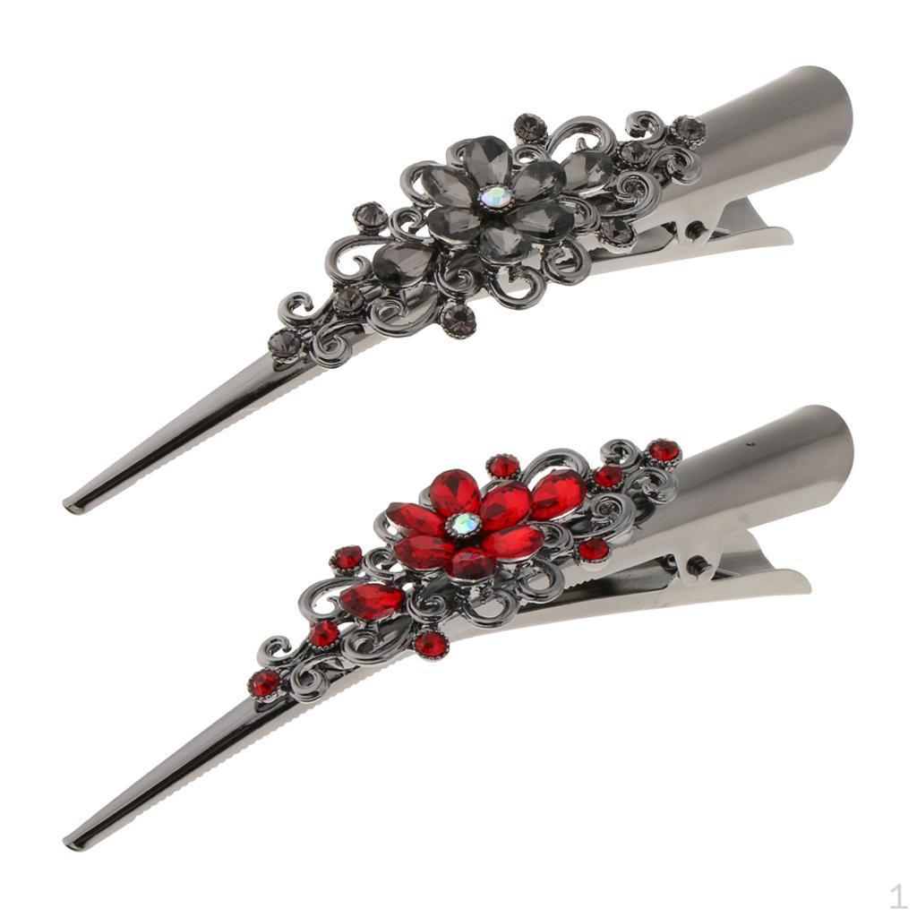 

2pcs Duckbill Hair Clips Rhinestone Pin Accessories