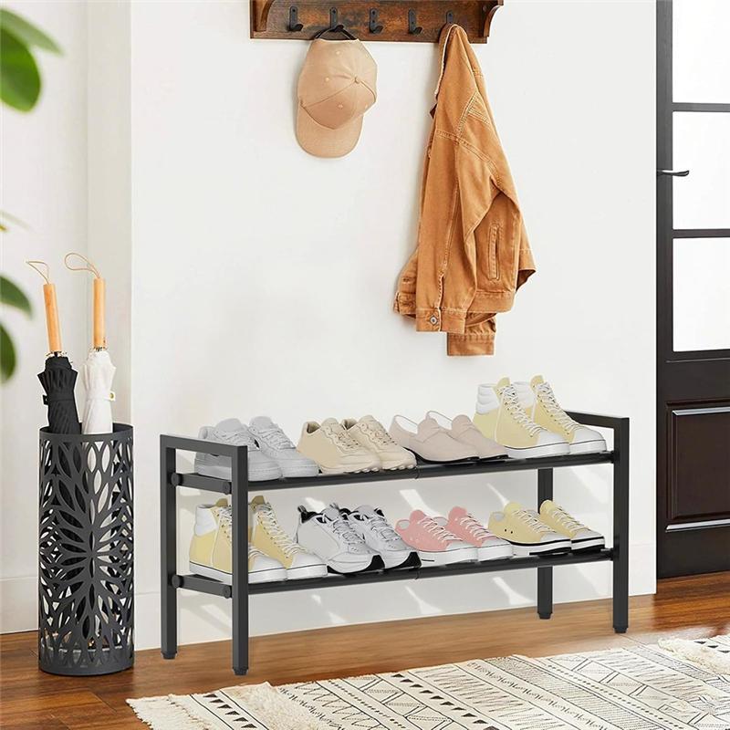 M-Modern-Shoe Rack For Closet, 2 Tier Expandable Metal Shoe Shelf Organizer Storage, Stackable Adjustable For Entryway