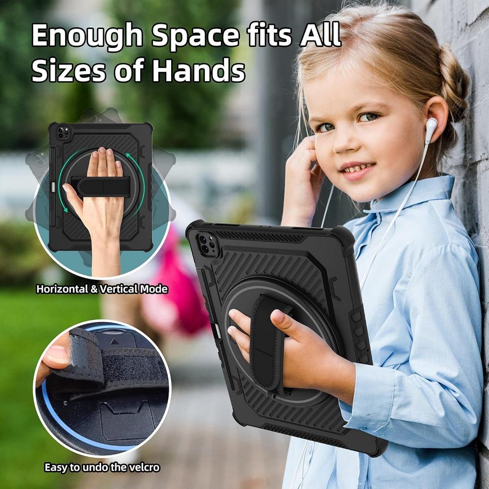 Case for IPad Pro 12.9 Air 11 13 2024 360 Kickstand Hand Strap Pencil Holder Cover IPad A16 11th 10.9 7 8th 10.2 Mini 4567 Funda
