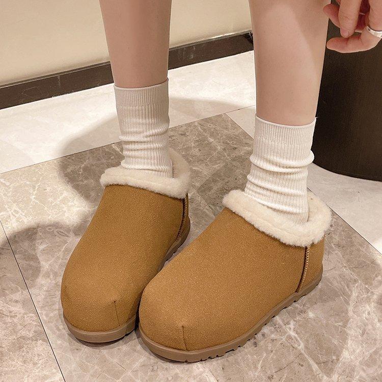 Snow Boots Women's Fall and Winter Retro Fashion Hopscotch Small People Heightening Thick Bottom Warm Casual Cotton Shoes
