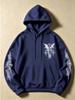 Dark Style Angel Cross Print Hoodie for Men, Double Sleeve ThornPatternDesignDrawstring Hooded Sweatshirt, Streetwear Trendy Versatile Long Sleeve Top