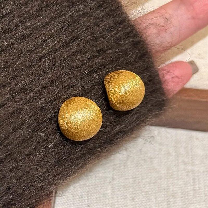 S925 Silver Needle European and American Niche Design Textured Matte Brushed Metal Small Water Drop Earrings Minimalist Style Short Earrings Brushed Gold