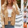 Casaco Cardigan de Tricô Preppy Moda Feminina Suéter Solto Outono Inverno Roupa Exterior