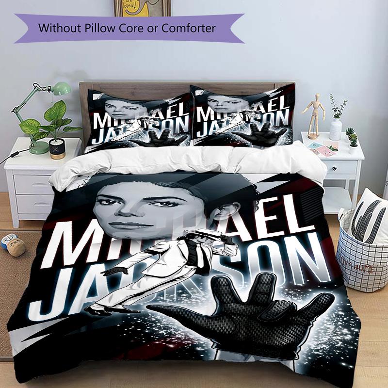 Michael Jackson Pop Print 3Pcs Bedding Set,Duvet Cover with 2 Bedro,Pillowcase Home Birthday Gift
