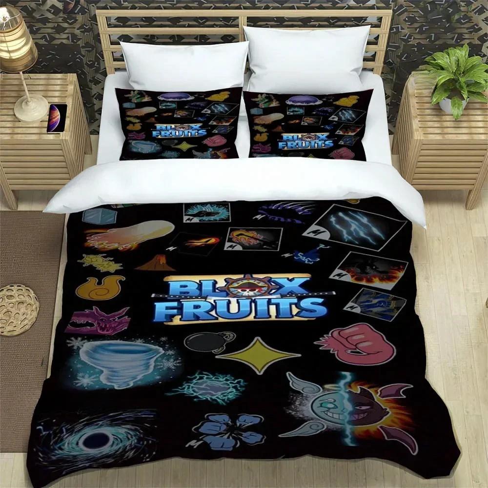 Σετ κλινοσκεπασμάτων Game b-blox fruits pinted, εξαιρετικά είδη κρεβατιού, σετ παπλωματοθήκης, σετ πάπλωμα, σετ κλινοσκεπασμάτων, πολυτελές δώρο γενεθλίων
