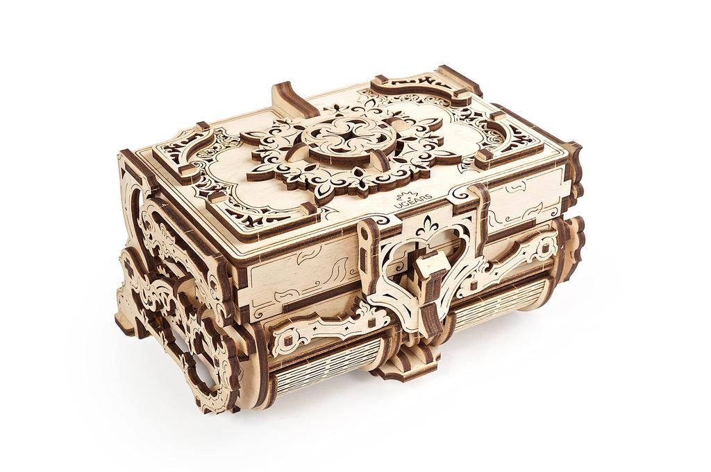 Ugears Antique Box Wooden Building Blocks DIY Puzzle Assembly Toy for Imagination and Creativity