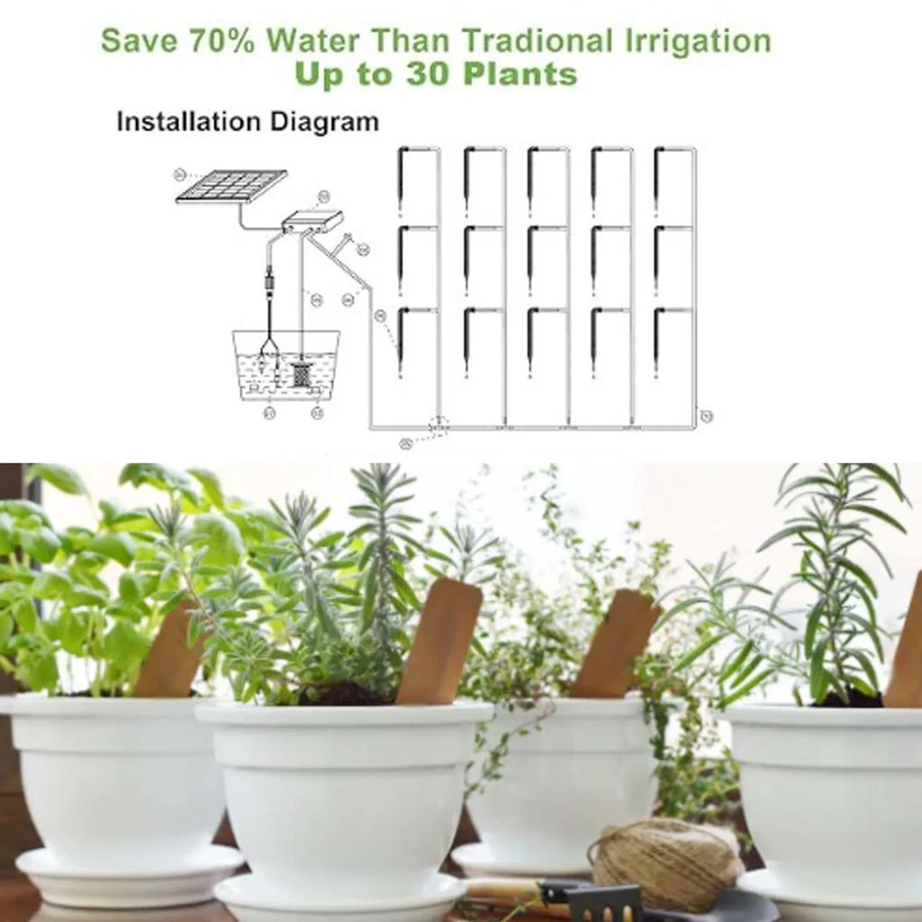 Ηλιακό Αυτόματο Σύστημα Ποτίσματος Πολυλειτουργικό Σύστημα Άρδευσης με 10 Λειτουργίες Χρονισμού Υψηλής Απόδοσης 9V 5W