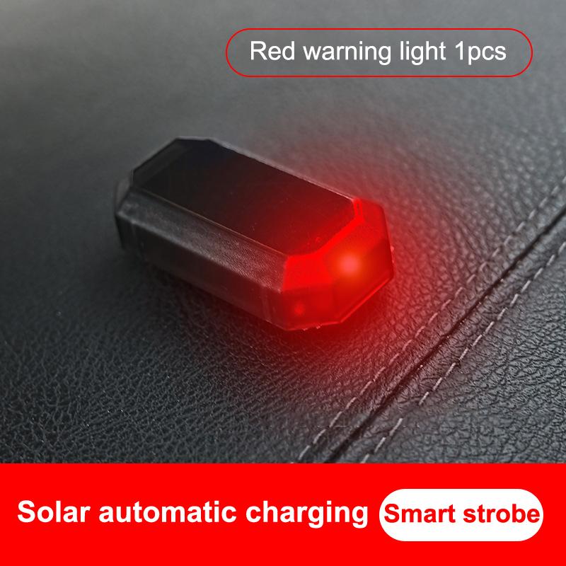 

Car Mini Led Solar Power Warning Light Night Security Simulated Alarm Wireless Anti-Theft Caution Lamp Strobe Dummy Alarm Lamp Red